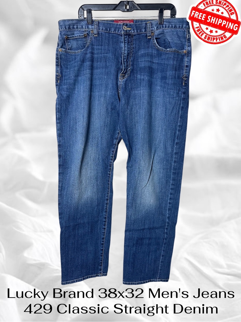 Lucky Brand 38x32 Men's Jeans 429 Classic Straight Denim FREE SHIPPING